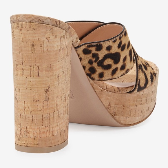 Gianvito Rossi Cassie Calf-Hair Crisscross Platform Sandals, Leopard Size 38/8 - Picture 8 of 12